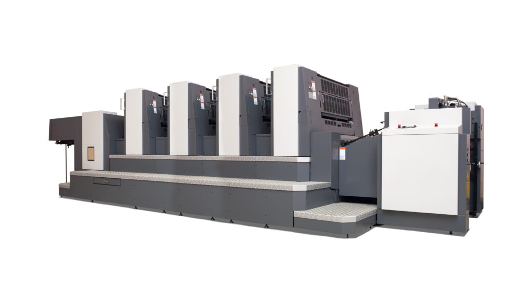 four-section offset printed machine. Isolated over white with clipping path